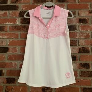 Puma NWT Dry Cell Golf Old St Andrews Sleeveless Polo Top in Pink White Sz L